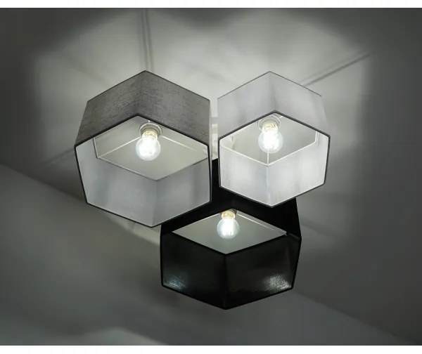 Duolla - Lampadario a plafone ROLLER TRIO HEX 3xE27/15W/230V nero/grigio/bianco