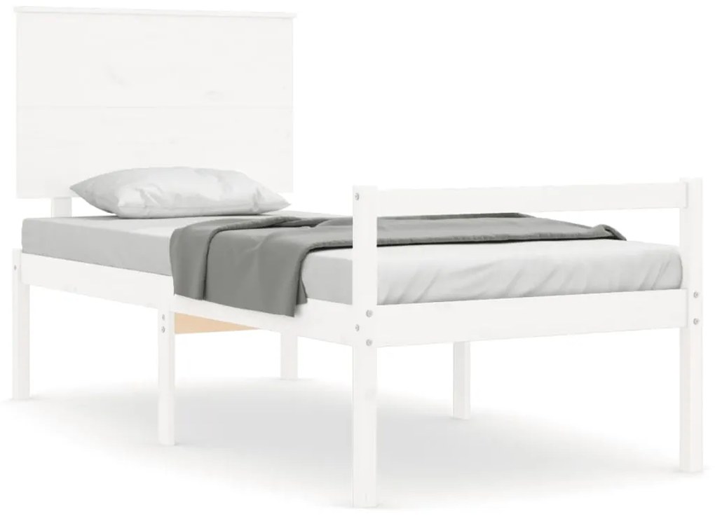 Letto per Anziani con Testiera Bianco 90x200 cm Legno Massello