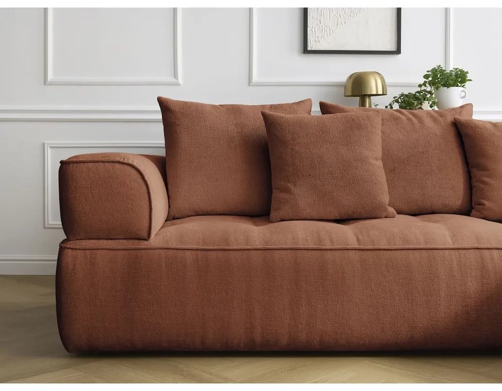 Divano angolare color terracotta (penisola a sinistra/a L) con rivestimento in ciniglia Whesley – Bobochic Paris