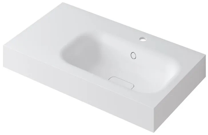 Lavabo a incasso rettangolare vasca a destra L 80.5 x H 15 x P 46 cm in resina bianco opaco