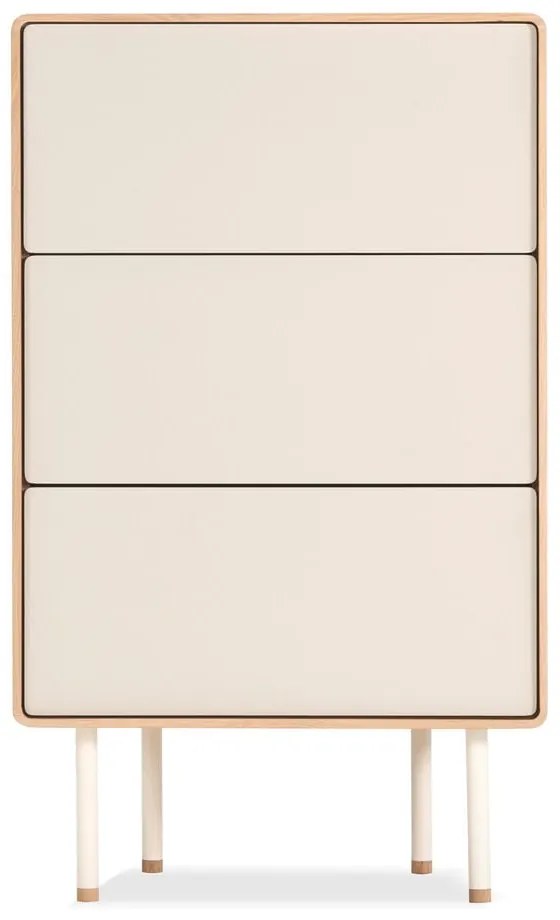 Cassettiera alta bianca in legno di quercia con 3 cassetti 60x100 cm Fina - Gazzda