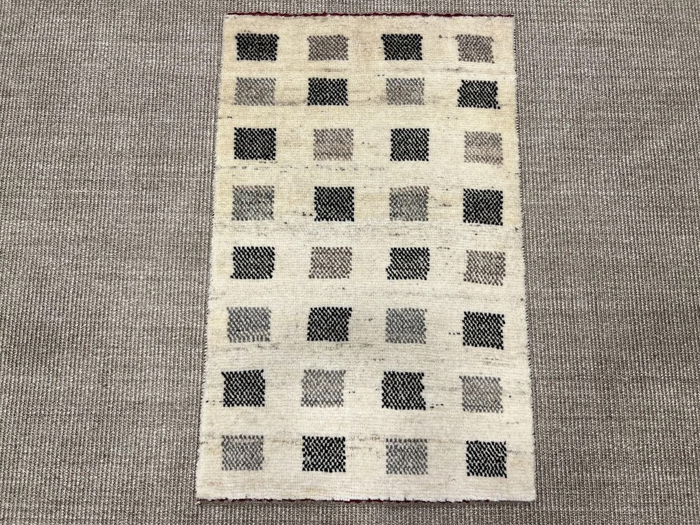 Gabbeh Tappeto 90x60 Grigio (Iran) Annodato A Mano