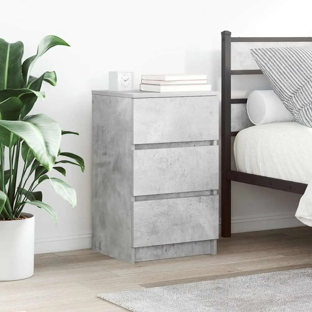 Comodini Con 3 Cassetti 2 Pz Grigio Cemento 39x35x65 Cm /