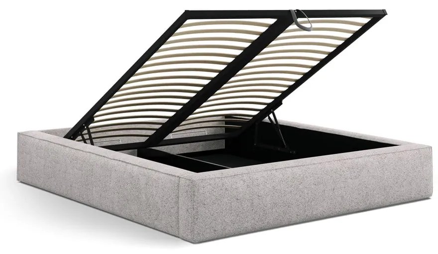 Letto matrimoniale imbottito beige con contenitore con rete inclusa 200x200 cm Simon Darren – Micadoni