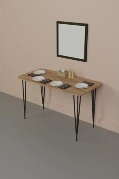 Tavolo Da Cucina Stile Industrial 120x60x73 Gambe A Piramide Pyra Rovere