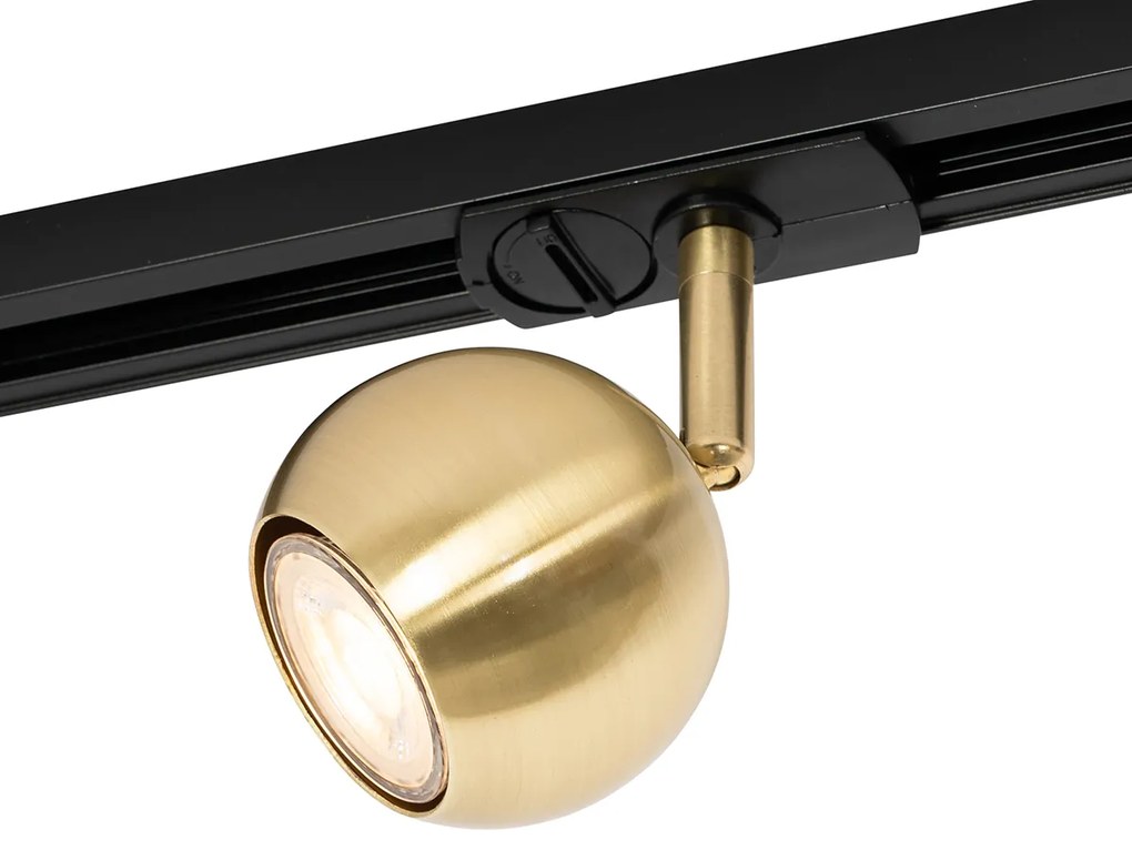 Faretto da binario monofase moderno nero con oro - Iconic Gissi