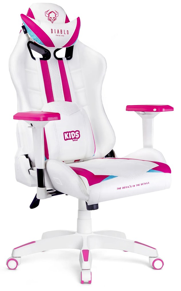 Sedia girevole da bambino Diablo X-Ray Kids Size: Bianco Rosa