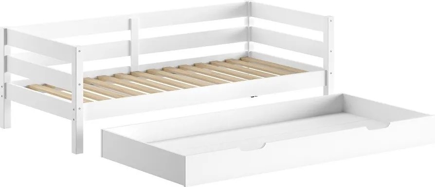 Letto da bambini estraibile bianco in pino massiccio con rete inclusa 90x200 cm Margrit – Vipack