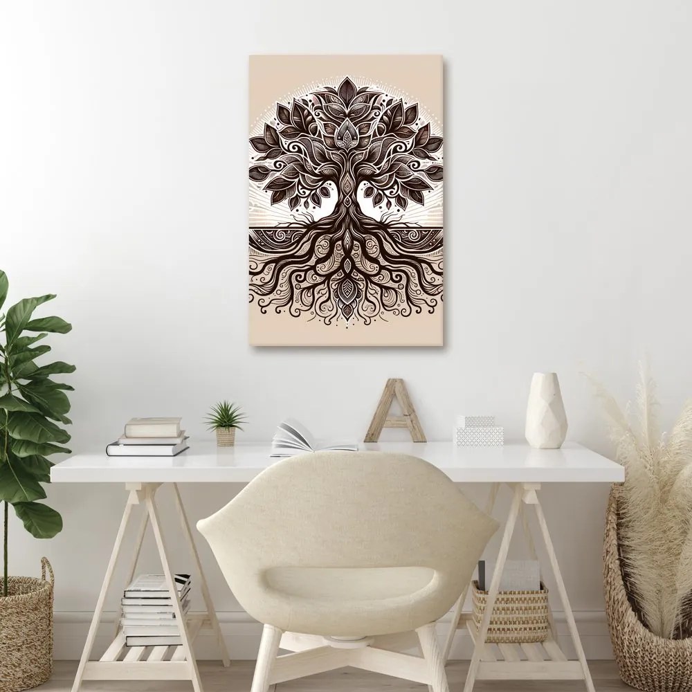 Quadro su tela – Albero della vita decorativo su beige