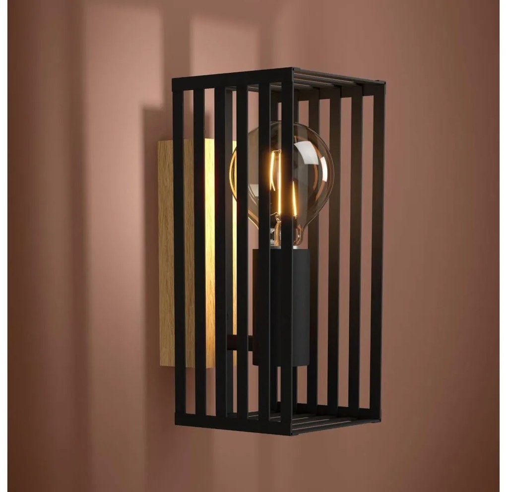 Eglo 390165 - Applique CIDRAZ 1xE27/40W/230V nero/marrone