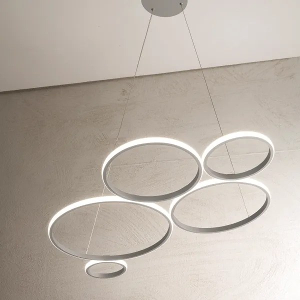 Lampada a sospensione LED POIS in metallo verniciato 108 cm SILVER