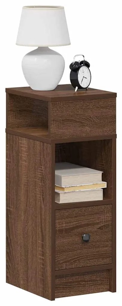 Comodino Con Cassetto Rovere Marrone 25x31x66 Cm /