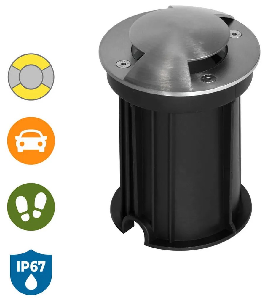Faretto Carrabile Bidirezione MR16 IP67 Acciaio INOX 12/24V Inox