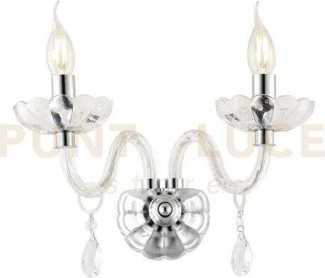 Applique a parete riflesso cromo 2 luci attacco e14 40x18x35cm deco...