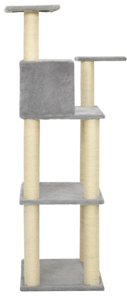 Albero per gatti con tiragraffi in sisal grigio chiaro 119 cm