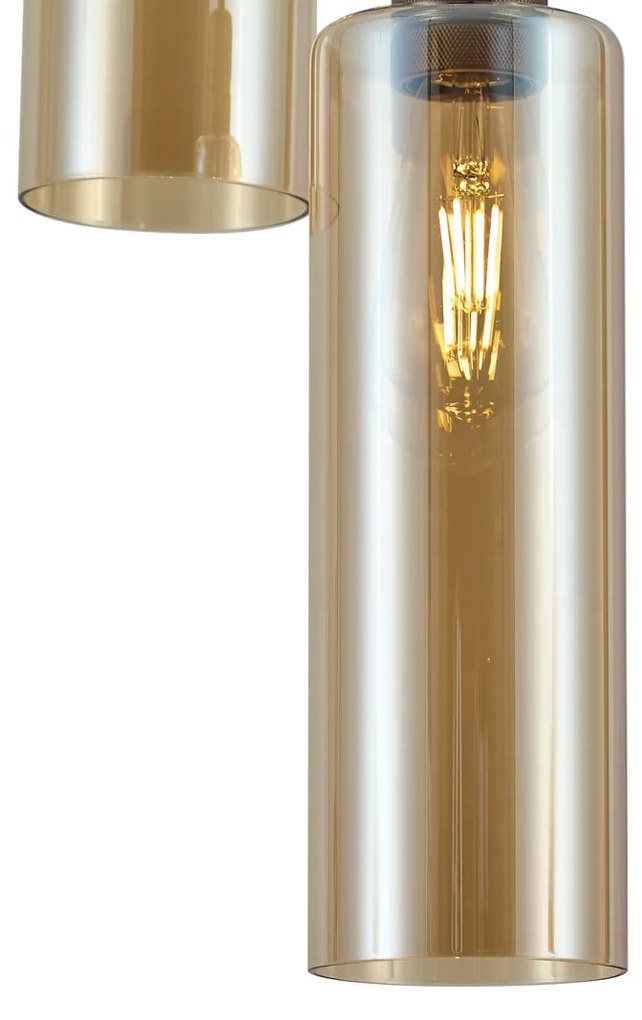 Lampada a sospensione Hotel Chic bronzo scuro con vetro ambrato 5 luci - Stavelot