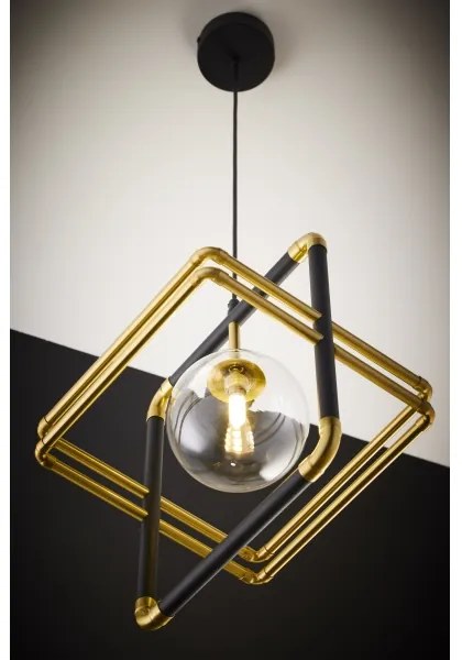 Jupiter 2028 - Lampadario a sospensione con filo FIORI 1xG9/10W/230V nero/oro/limpido