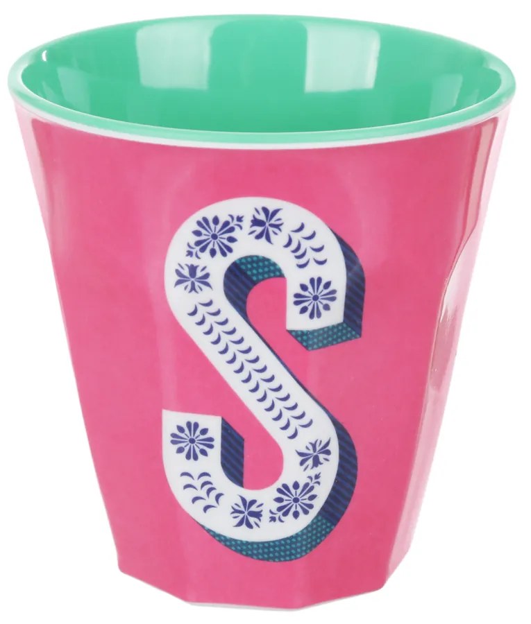 Bicchiere melammina fucsia lettera S 280 ml Maiolika
