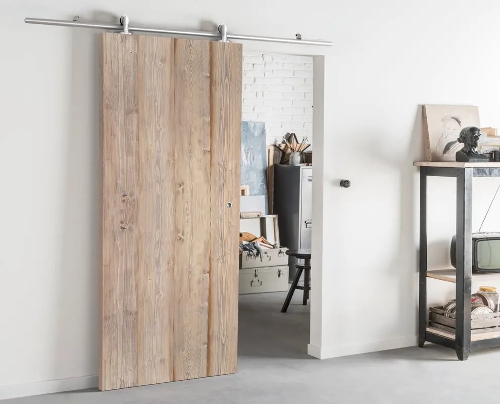 Porta scorrevole reversibile Horse Wenge in mdf marrone, L 86 x H 215 cm, con binario Ermes