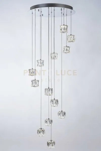 Glacier sospensione rotonda 13 luci, led 46,8w 2990lm 3000k dimmera...