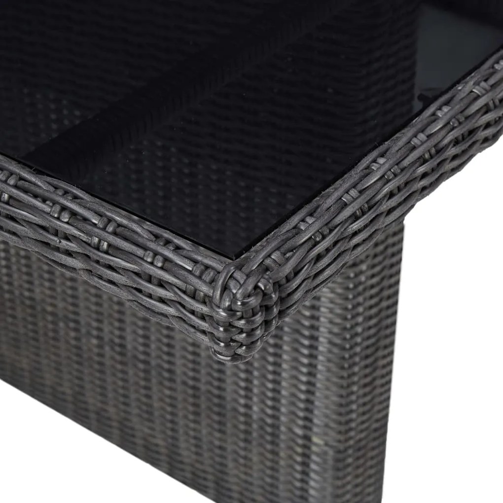 Tavolo da giardino nero 200x100x74 cm in vetro e polyrattan