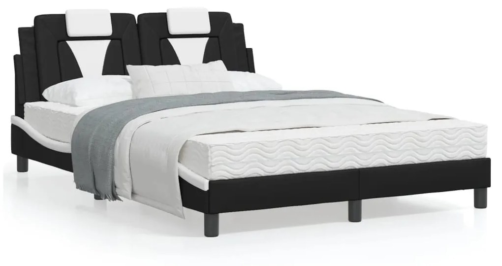 Letto con materasso nero e bianco 120x200 cm in similpelle