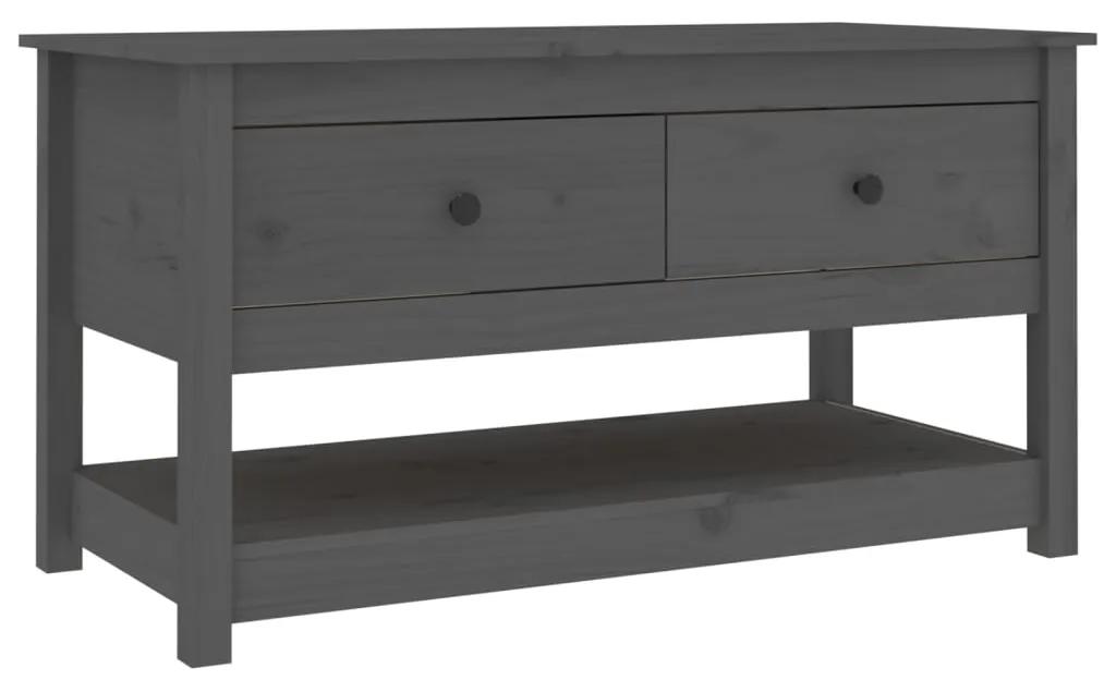 Tavolino da salotto grigio 102x49x55 cm legno massello di pino
