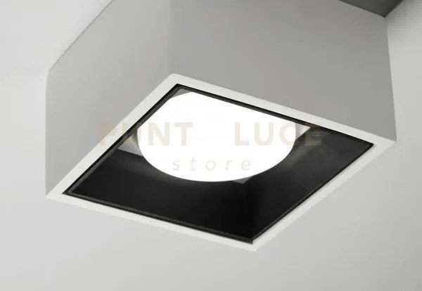 Nasso soffitto 1 luce  attacco gx53 quadrata nero in gesso e allumi...