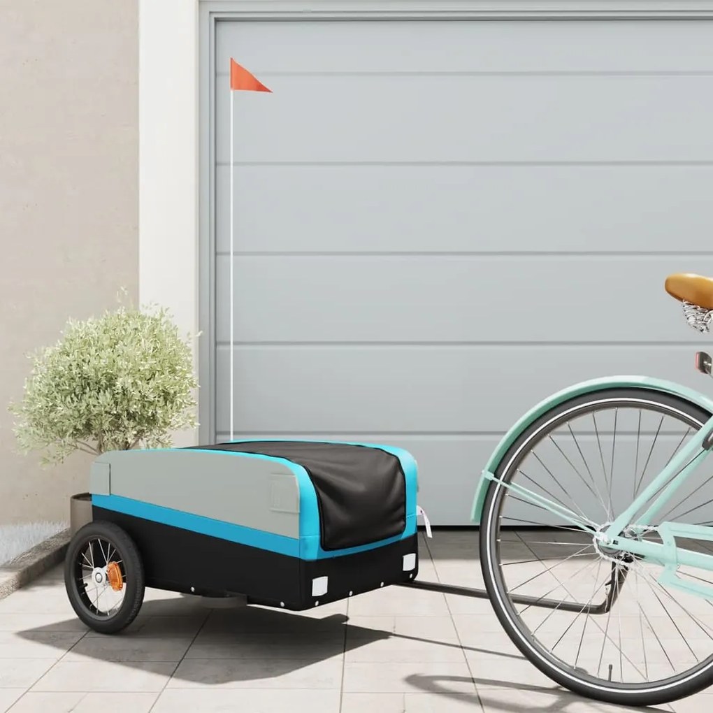 Rimorchio Da Bici Nero E Blu 30 Kg İn Ferro /