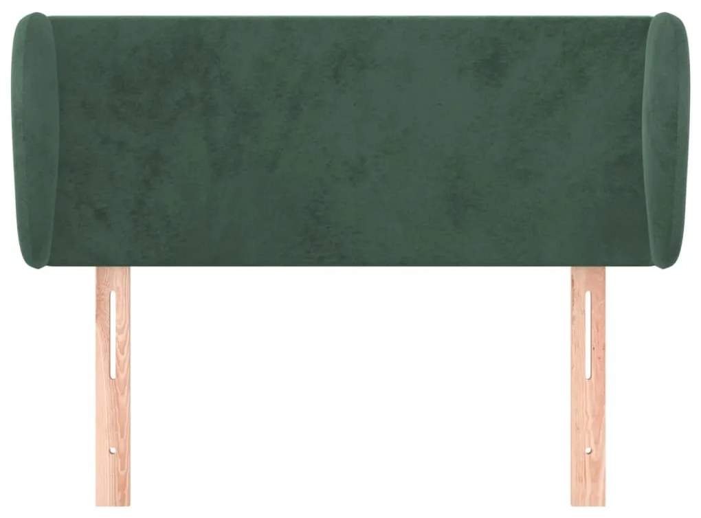 Testiera ad orecchio verde scuro 103x23x78/88 cm in velluto