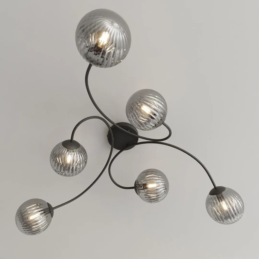 Lampada da soffitto in acciaio e vetro VIBRA 6 da interno 6xE14