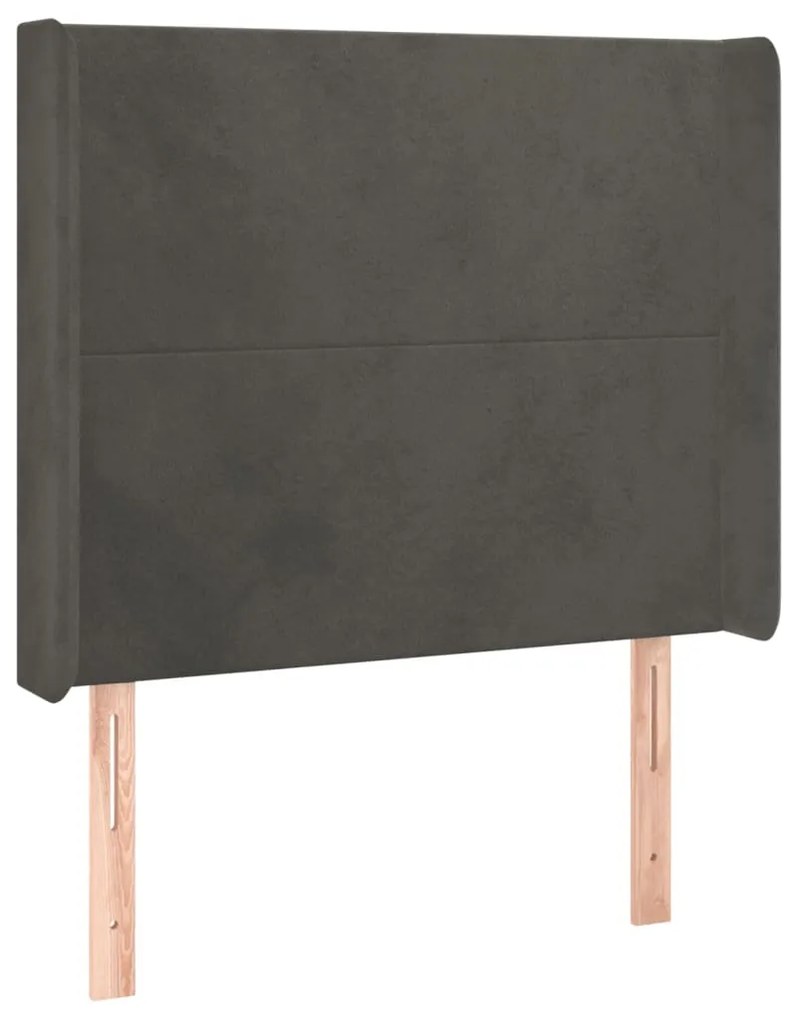 Testiera ad orecchio grigio scuro 93x16x118/128 cm in velluto