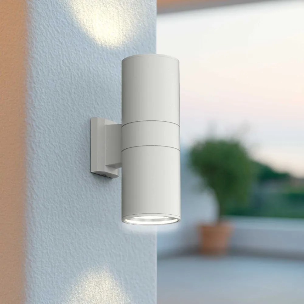 Applique Cilindrica Bidirezionale XL, IP54, Con 2 basi E27 - Bianca Base E27
