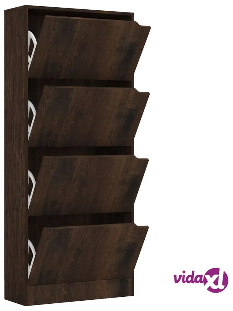 vidaXL Scarpiera con 4 Ante Rovere Fumo 59x24x136cm Legno Multistrato