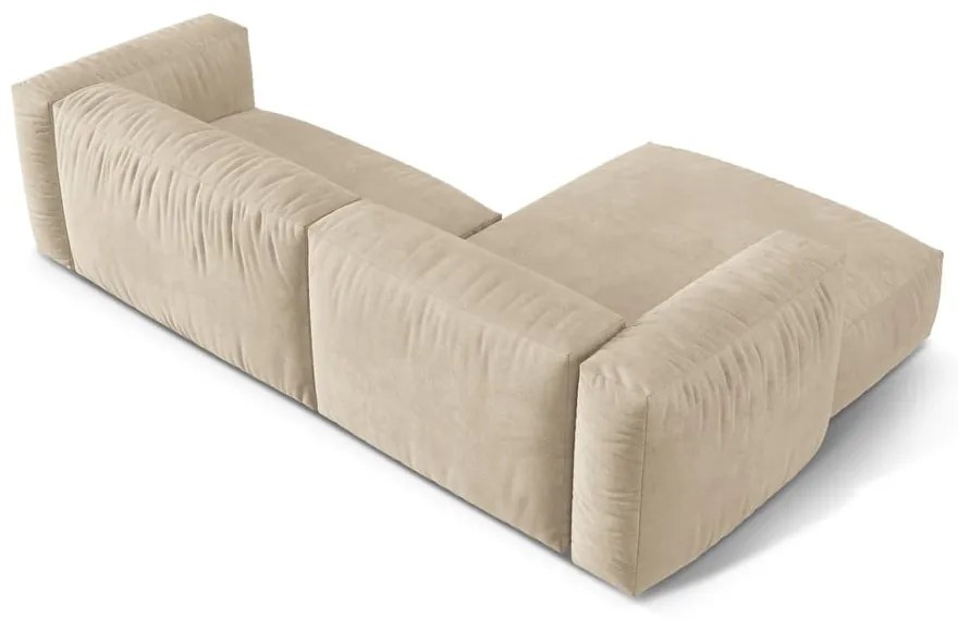 Divano angolare componibile beige (con penisola a sinistra/con chaise lounge) con rivestimento in velluto Martina – Micadoni