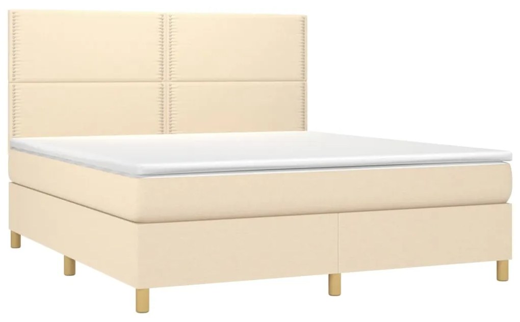 Letto a molle con materasso e led crema 160x200 cm in tessuto