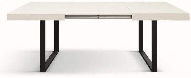 Tavolo CINQUALE in legno, finitura bianco frassinato con gambe in metallo antracite, allungabile 160×90 cm – 240×90 cm