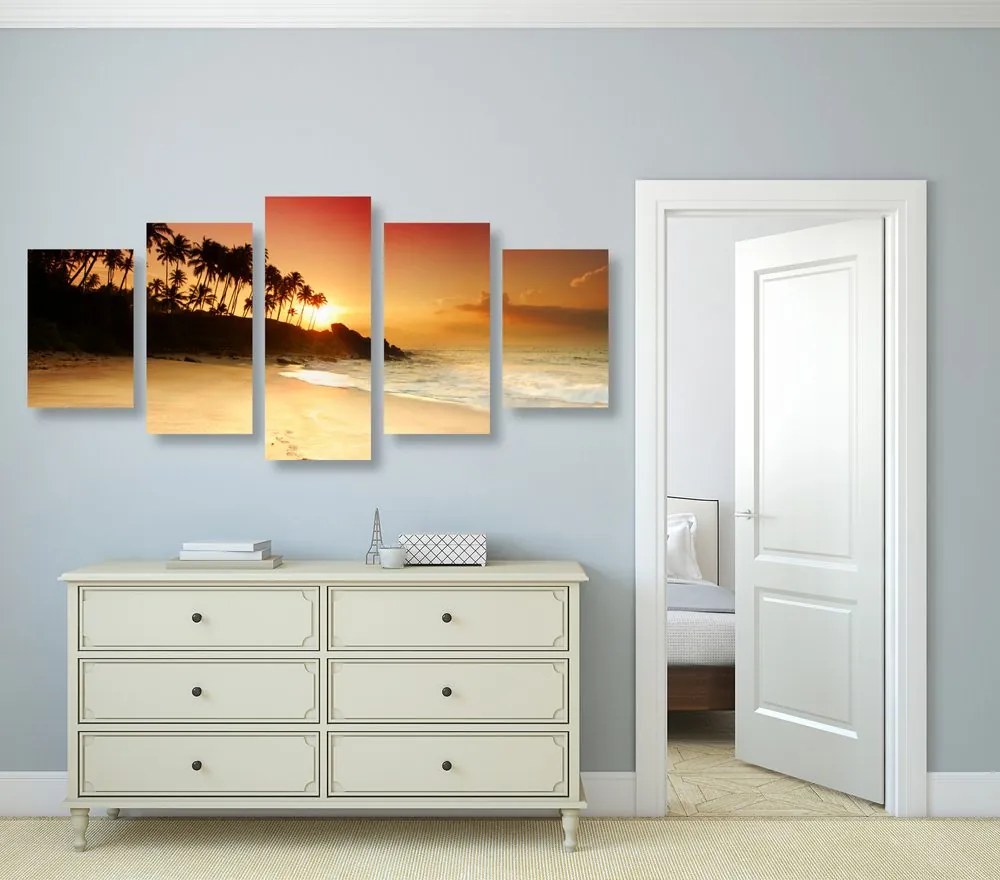 Quadri 5 pezzi – Tramonto in Sri Lanka