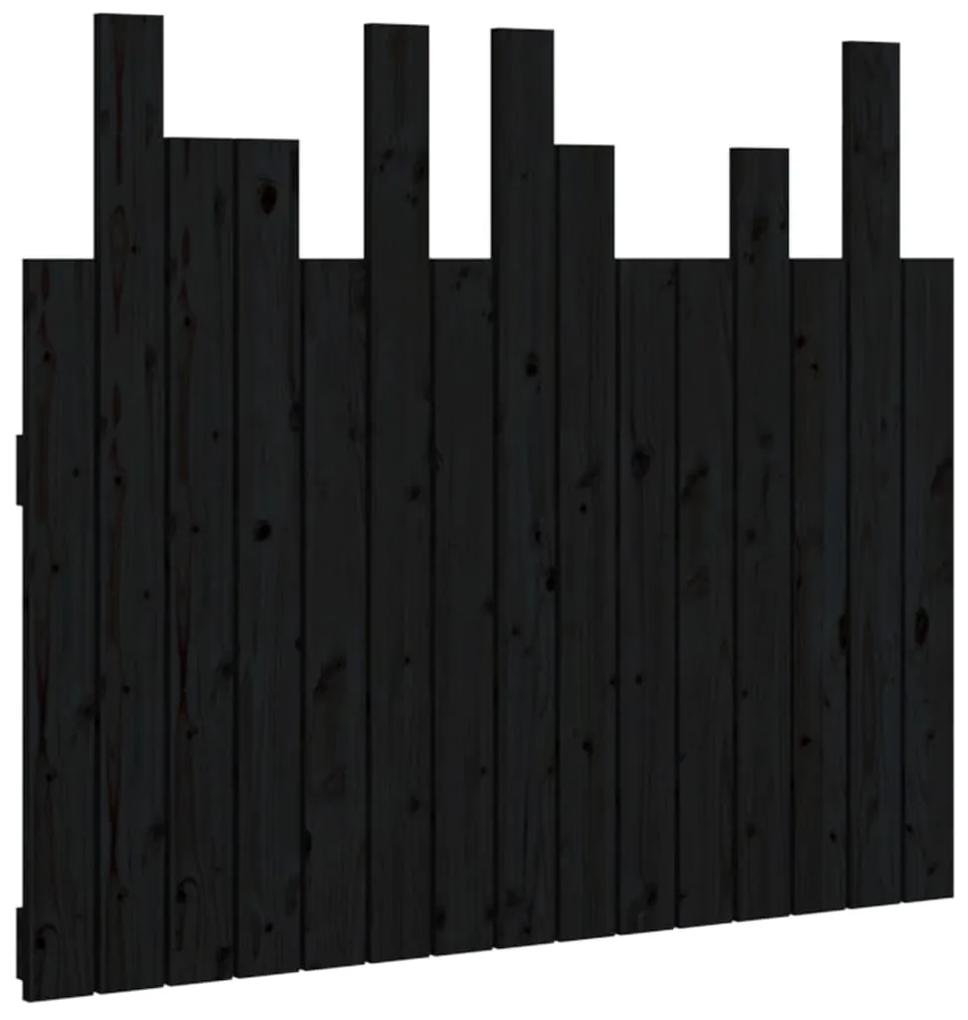 Testiera da parete nera 95,5x3x80 cm in legno massello di pino