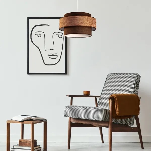 Lampadario a sospensione con filo GRACE 1xE27/60W/230V diametro 40 cm marrone/beige