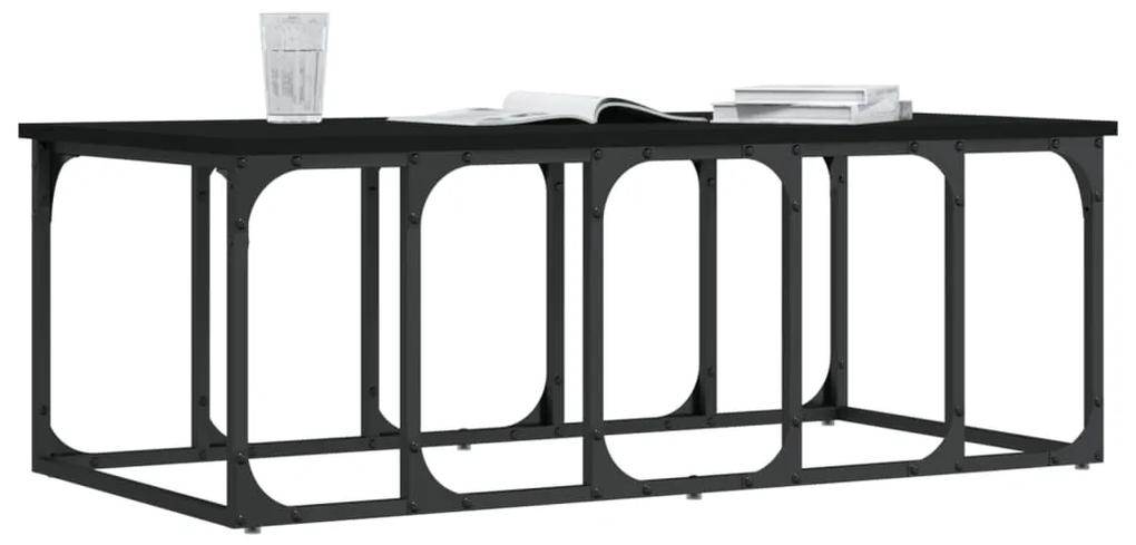 Tavolino da Salotto Nero 100x50x35,5 cm in Legno Multistrato