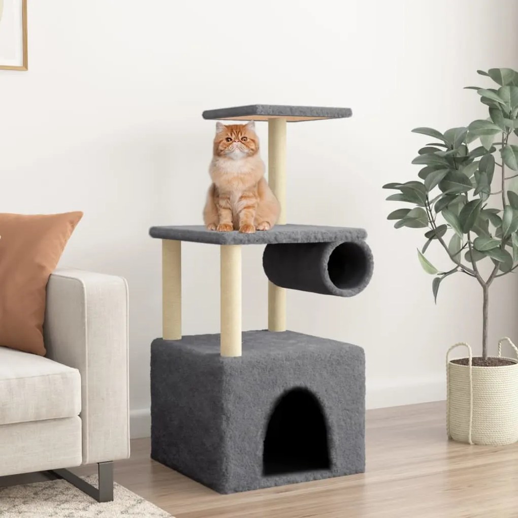Albero per gatti con tiragraffi in sisal grigio scuro 109,5 cm