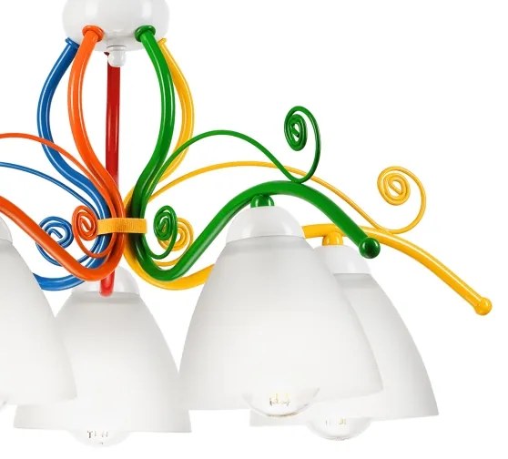 Lampadario a sospensione con catena RETRO 5xE27/60W/230V bianco/colorato