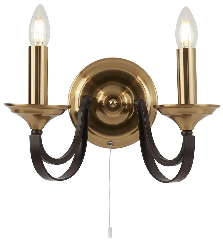 Applique Contemporanea Campanile Acciaio Bronzo Marrone 2 Luci E14