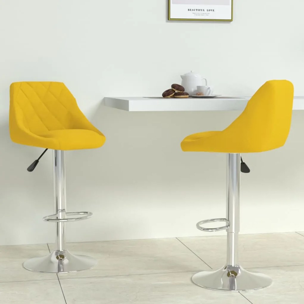 Sgabelli Da Bar 2 Pz Giallo Senape İn Velluto /