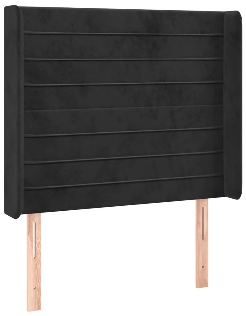 Testiera ad orecchio nera 83x16x118/128 cm in velluto