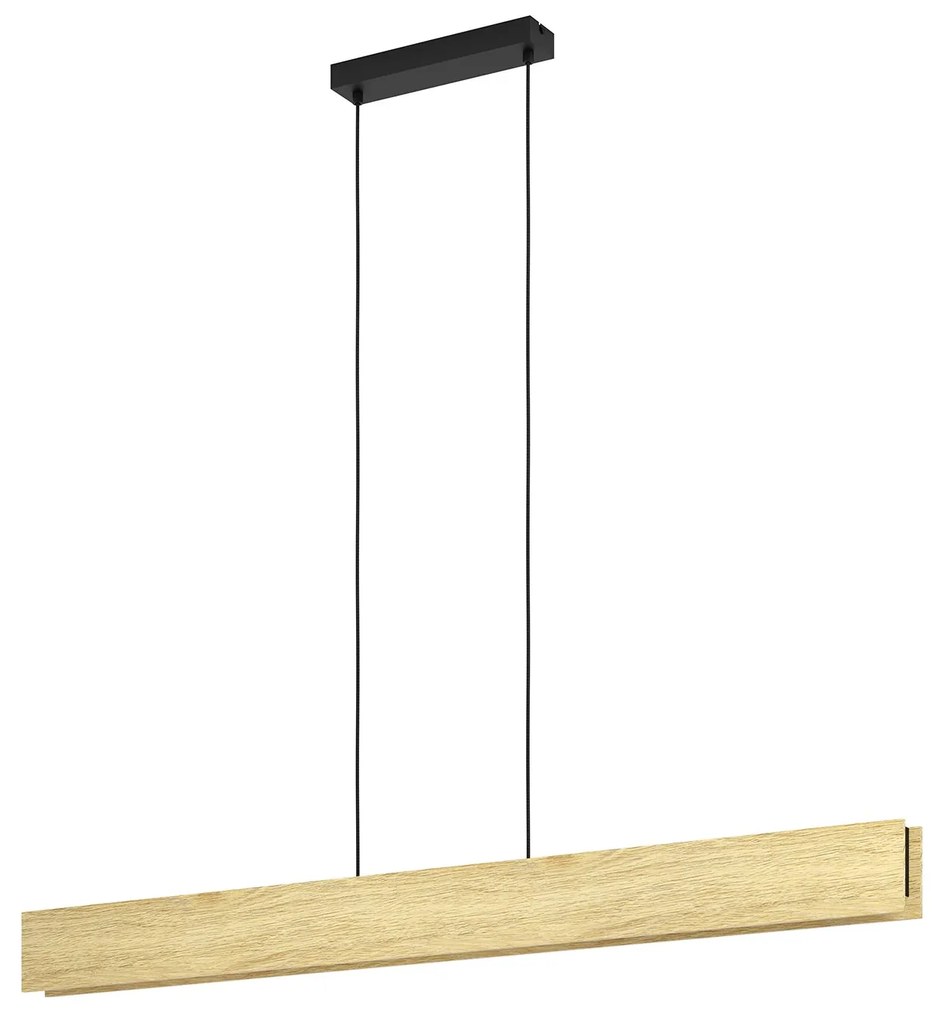 Sospensione Moderna Anchorena-Z Metallo Nero Legno 1 Luce Led 35W 3980Lm