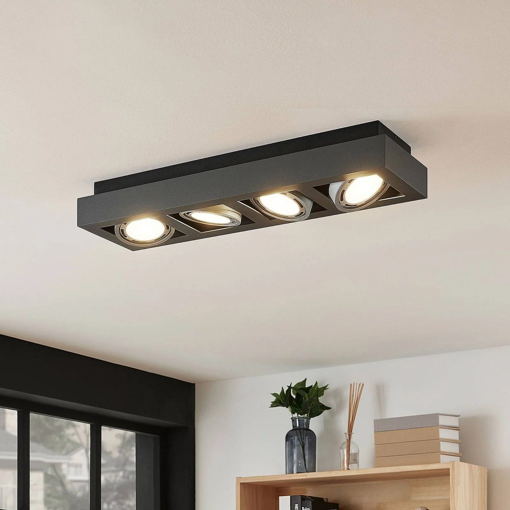Plafoniera soffitto Ronka Arcchio, dimmerabile, Nero, Soggiorno / Sala da pranzo, Alluminio, Moderno, Plafoniera