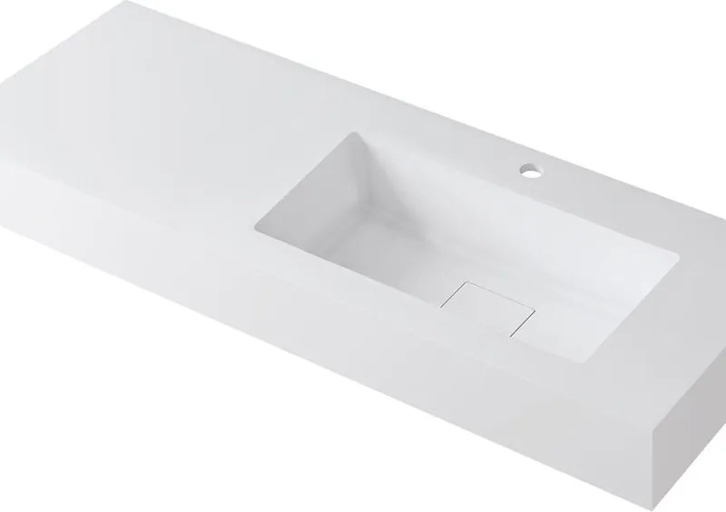 Lavabo a incasso rettangolare vasca a destra L 120.5 x H 15 x P 46 cm in resina bianco opaco