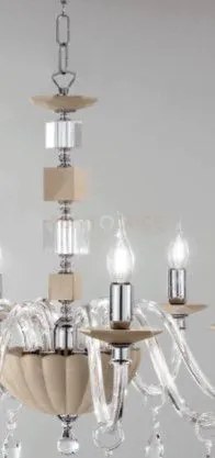 Lampadario livia 6 luci tortora- trasparente e cromo attacco e14 d....